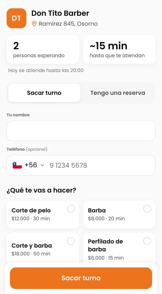 Escanea el cartel y elige «Sacar turno».